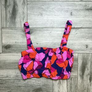 Abel The Label Ladies Multicolor Floral Rayon Sleeveless Crop Tank Top Size XS